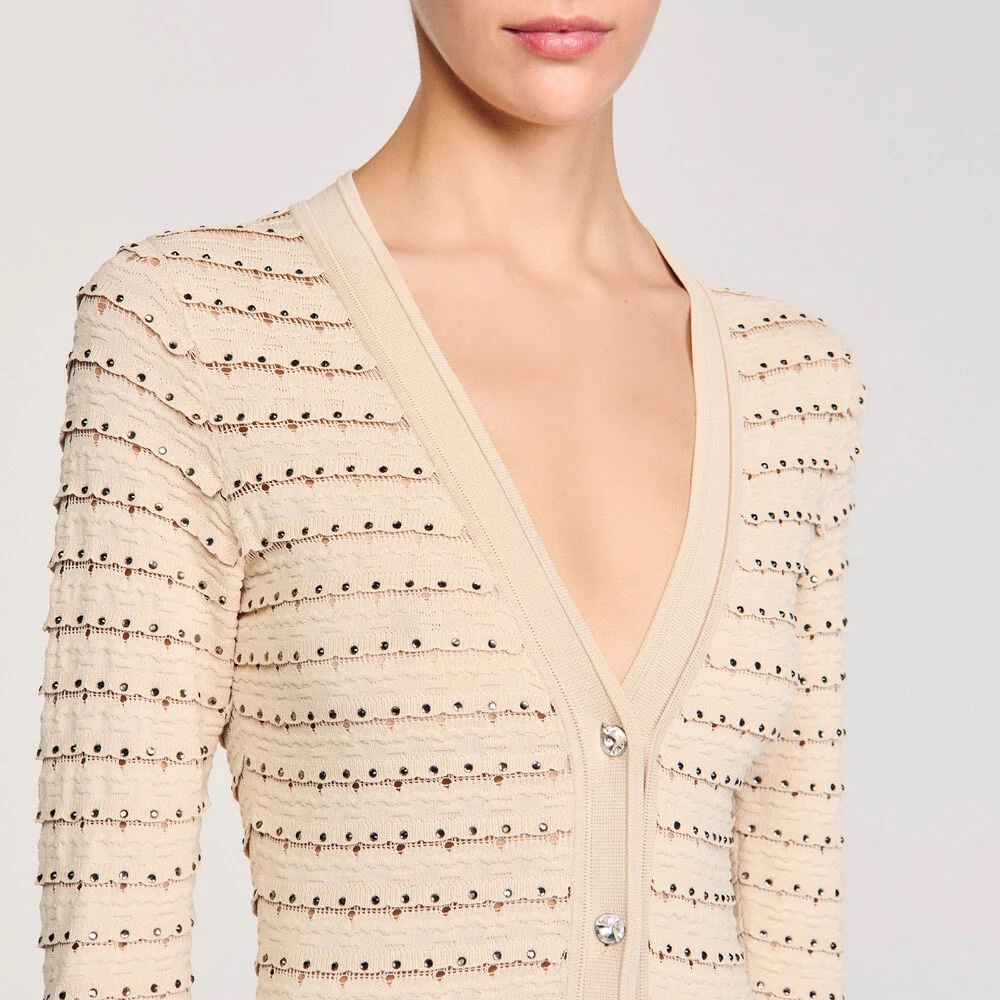 Charmante Tan and White Ruffled Tiered Sheath Dress - Picture 2 of 6